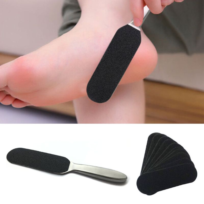 21.3 cmx 3.4cm pedicure callus remover rustfrit stål fod rasp fil 10 dobbeltsidede udskiftning grits pad let hæl skrubber