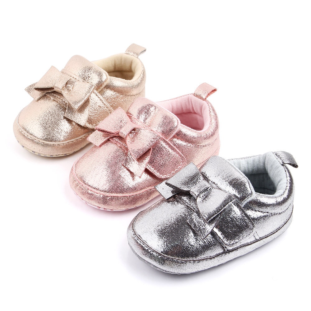 Nyfødte baby piger sko bling bling bowknot prinsesse sko forår afslappet fest småbørn pige fodtøj spædbørn pige sko  d30