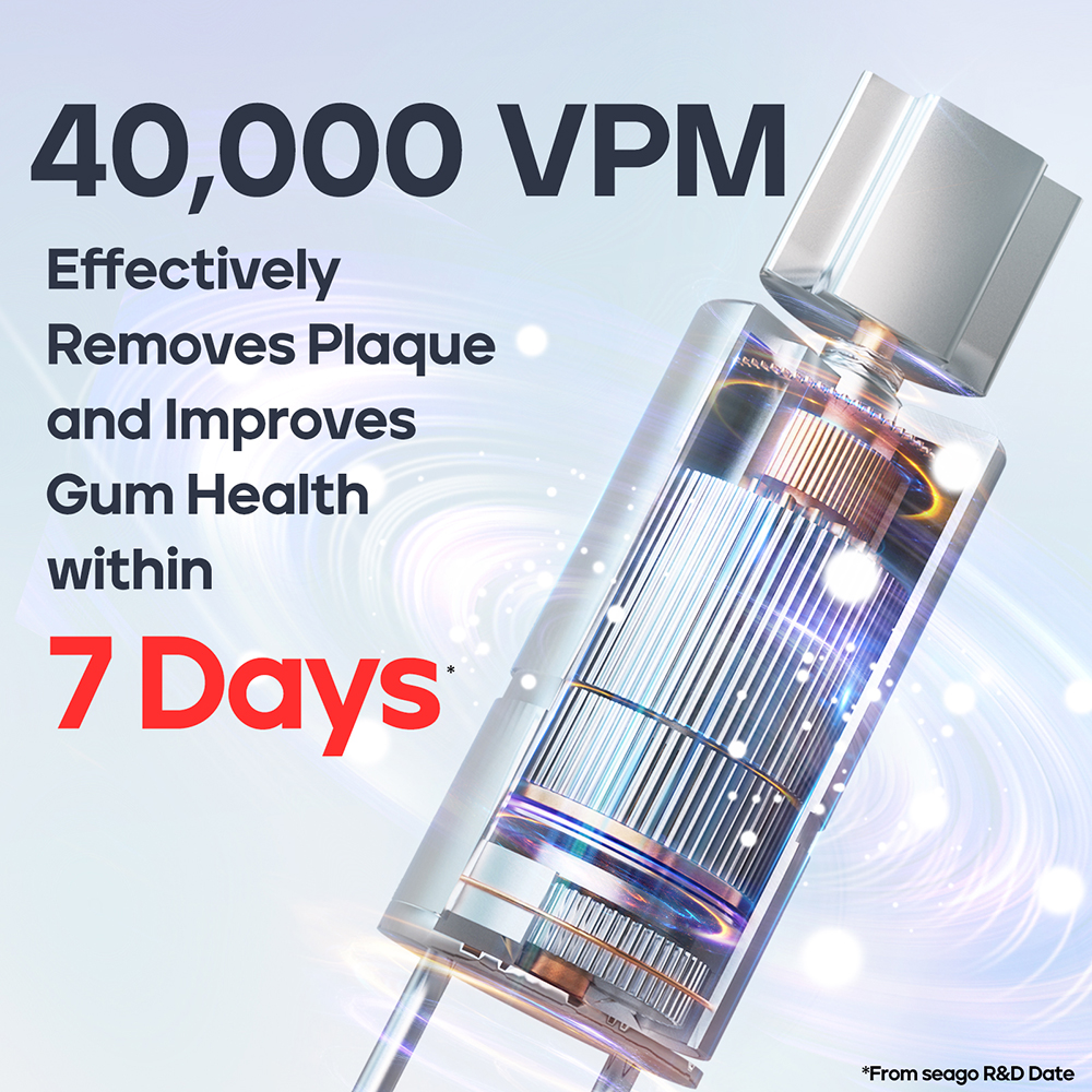 Seago Upgrade Elektrische Tandenborstel Bekerhouder 10 Stuks Opzetborstels 5 Borstelmodi Volwassenen Borstel Zwart Wit