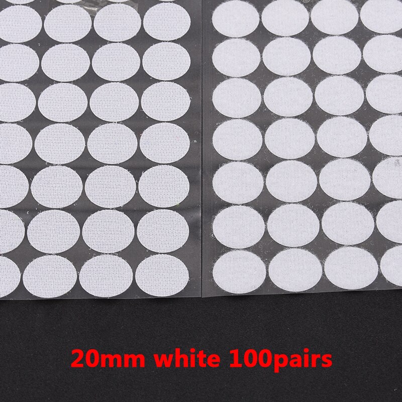 Kleurrijke Klittenbandsluitingen Lijm 10-30 Mm Zelfklevende Tape Haak Lus Nylon Magic Boob Tape Sticker Thuisgebruik Sterke lijm 100Pairs: 20mm white100 pairs