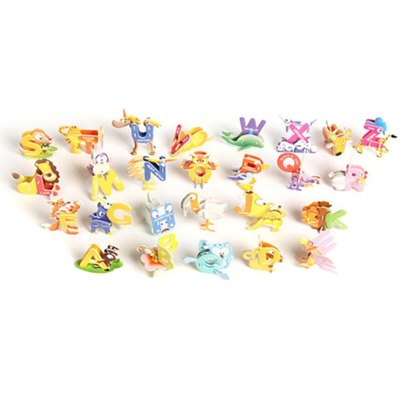 1 Set Children Kids Puzzle 26 Letters Animal 3D Educational Early Learning BM88: Default Title