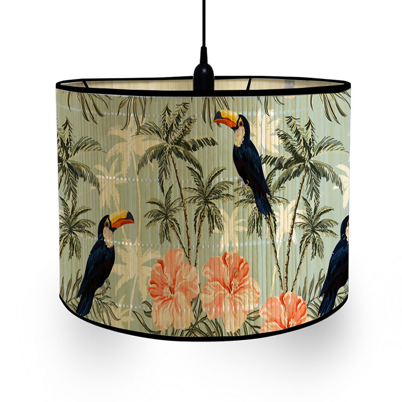 Neue nordisch retro Stil GrüNe Pflanze Blume VöGel Dekorative Malerei Handgemachte Bambus Lampenschirm Kronleuchter Licht Schatten Wohnkultur: Braun