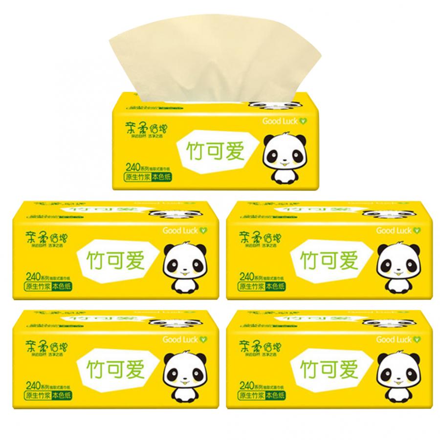 Disposable 5Packs 4Layers Fold Paper Towels Pumping TissuesHome Toilet BathroomBamboo Pulp Napkins Household Tissue