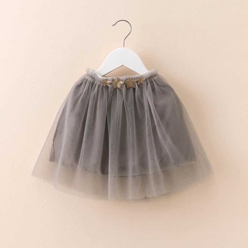 Bebis småbarnskläder flickor tutu kjolar barn balklänning pettiskirts färgglada stjärna tutu kjol tjej prinsessa dans party kjol  jw651: Grå babykjolar / 4t