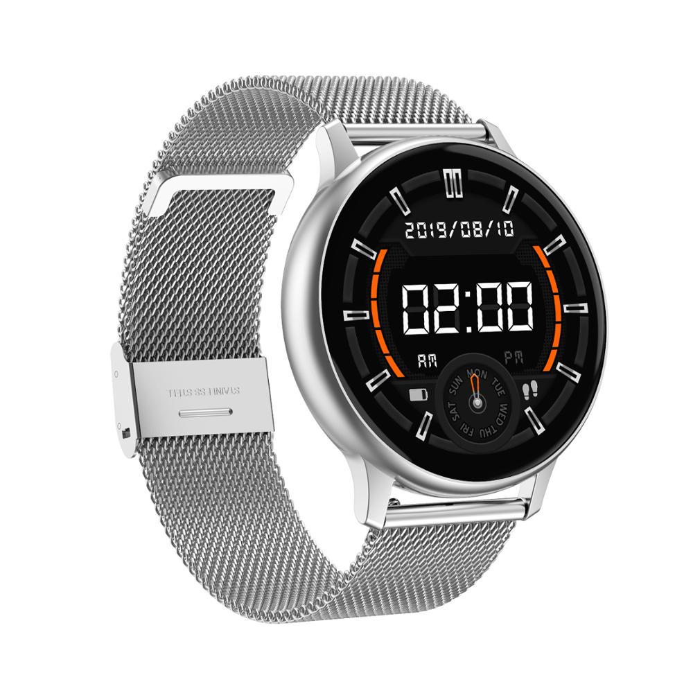 Smart klocka män kvinnor pekskärm intelligent fitnessklocka pulsmätare bluetooth steps tracker sportklocka: Silverstål