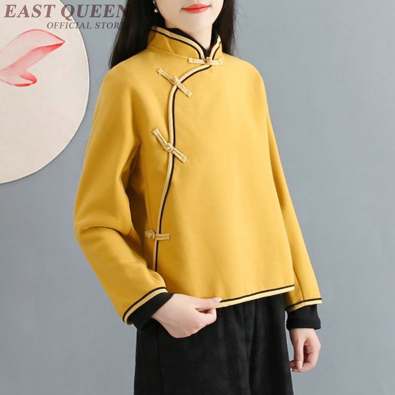 Traditionelle chinesische bluse Shirt Spitzen für frauen stehkragen orientalischen leinen hemd bluse weibliche cheongsam oben AA4158