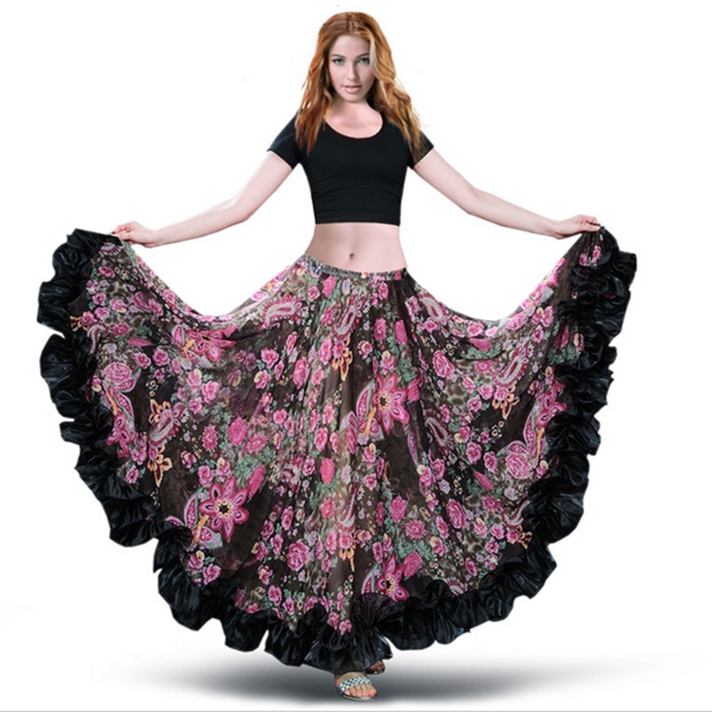 Bellydancing Bohemia Chiffon Large Skirts Gypsy Tribal Belly Dance Skirt Gypsie Costume Dress 