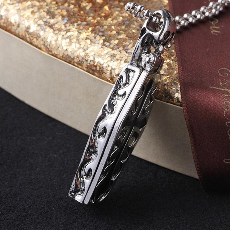 Gothic Cross Necklace Titanium Steel Coffin Pendant Women Men Skull Necklaces Skeleton Collier Jewelry Halloween