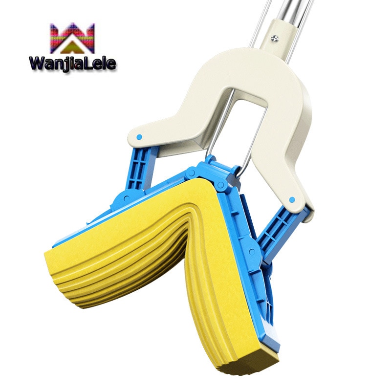 Klemtype sterke automatische absorberende spons dweil roestvrijstalen handvat microvezel pad vloerreinigingsdweil schoonmaakgereedschap voor thuis