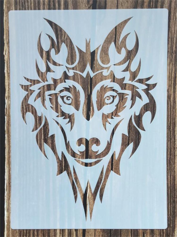 Pochoir loup pour meubles, 21x29Cm, 1 pièce, peinture murale, décoration, superposition plastique, bricolage, coloration, gaufrage, scrapbooking: h1