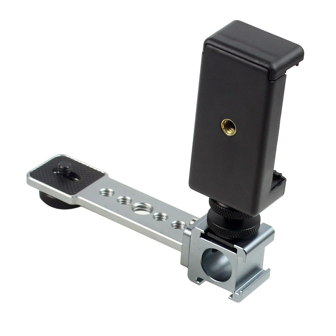 Triple cold shoe mount plate bar microphone stand video light extendable bracket for dji zhiyun smooth 4 feiyu vimble 2 osmo mobile: Brown