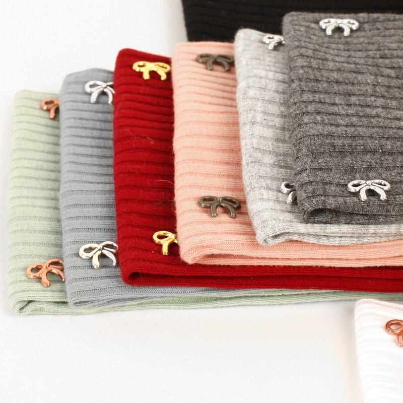 Geebro Vrouwen Katoen Effen Kleur Vlinder Ornament Hoofdband Elastische Meisjes Ribbels Gebreide Haarband Baggy Casual Haaraccessoires