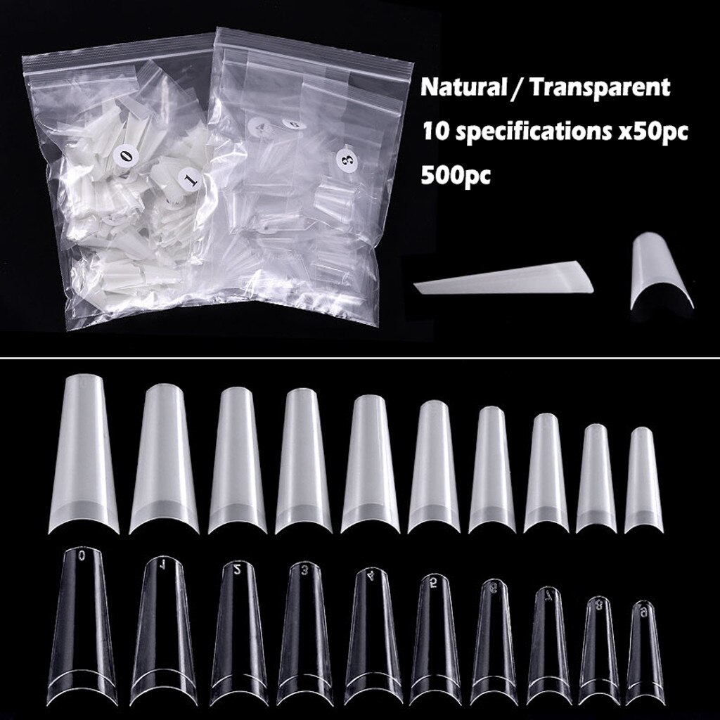 Plissé sans trace pointe d'ongle pleine bâton Version courte de gouttelette pointe faux ongles clair/blanc ultra-mince faux ongles acrylique