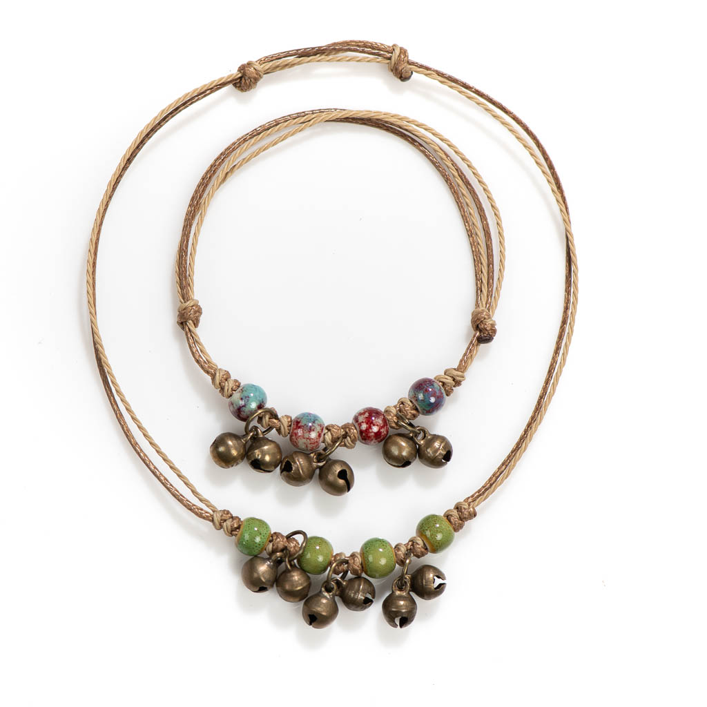 Handmade Ceramic Retro Style Beads Adjustable Size Bracelet Small Bell Low Price Items 1H901