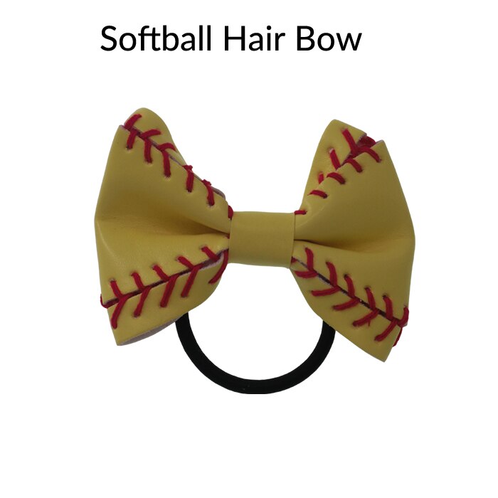 Softbal Honkbal voetbal Leer Haar Bloem Hairclips Seamed Haarelastiekjes 9 kleur in voorraad: softball hair bow