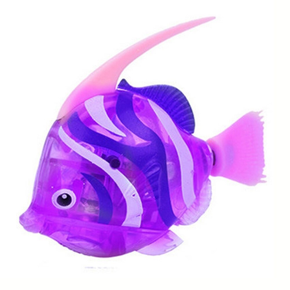 Flash Swimming Robot Fish Bath Toy Education Funny Gadgets Interesting Toys For Children Kids bath Toy Fishing Tank Decorating: Purple 