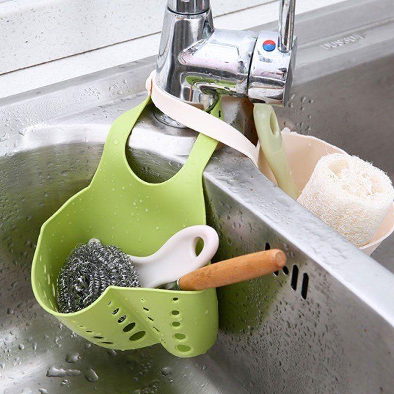 Évier de cuisine éponge stockage suspendu panier réglable bouton pression Type Drain support robinet stockage Drain paniers ménage