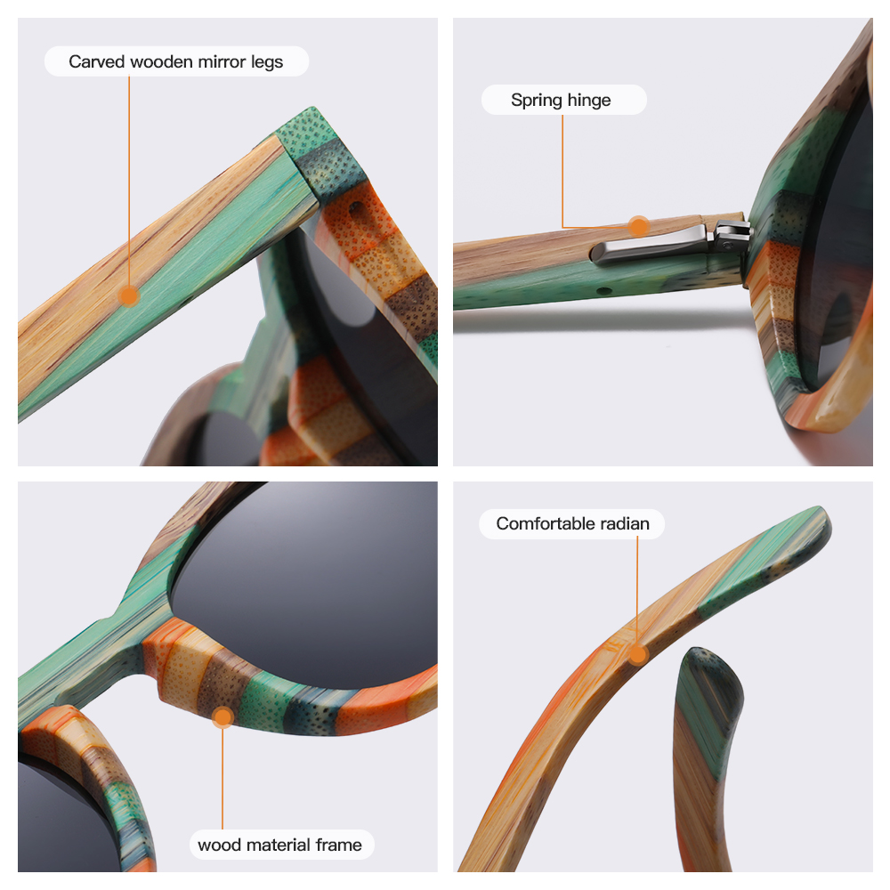 Gm Kleur Bamboe Ovale Zonnebril Hout Gepolariseerde Zonnebril Mannen Vrouwen Mode Bril UV400 Bescherming Eyewear Houten Vierkante Doos