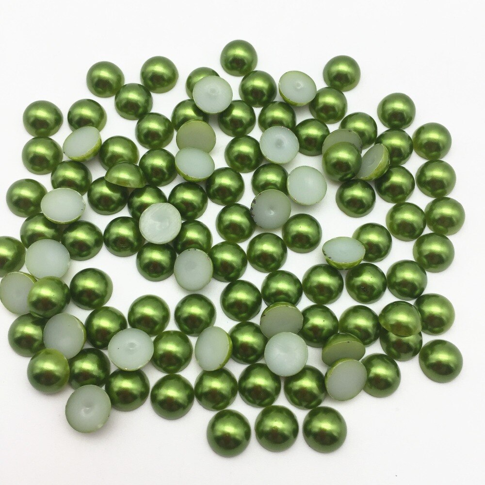 200 pcs 8mm Natal Vermelho Verde Branco Half Round Pérolas Flatbacks Enfeites Telefone DIY Nail Decorações Artesanato Para Cardmaking