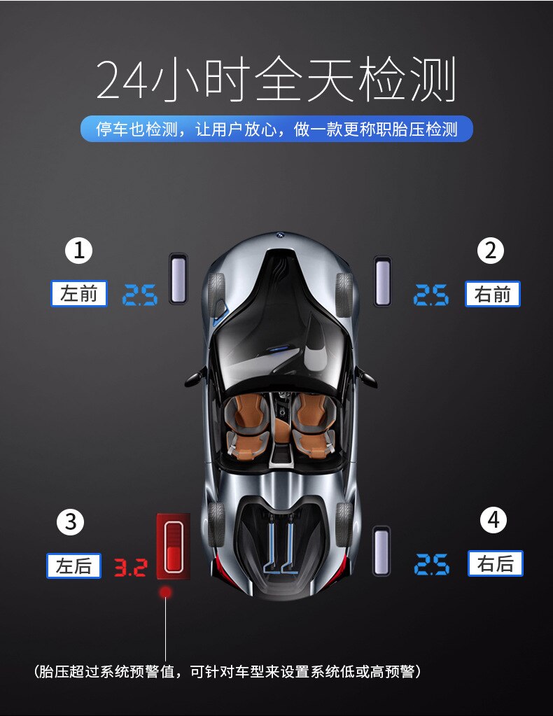 USB Android TPMS Tire Pressure Monitoring System Display Alarm System 5V Internal Sensors Android Navigation Car Radio 4 Sensors