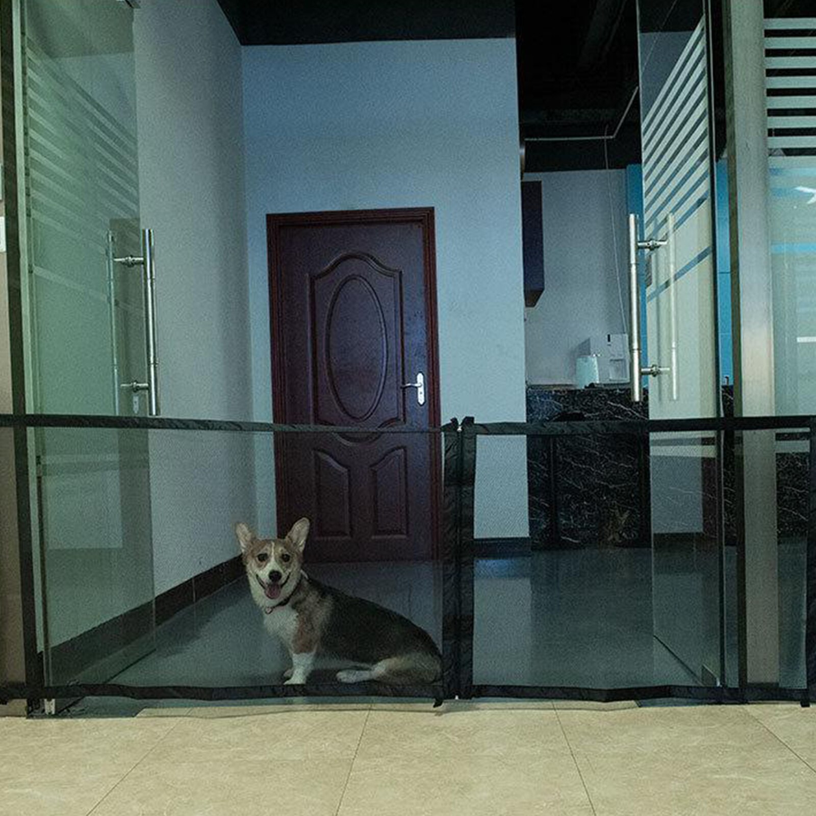 Dogs Mesh Gate Safety Fence Safe Guard with Zipper for Hall Doorway, Super Durable