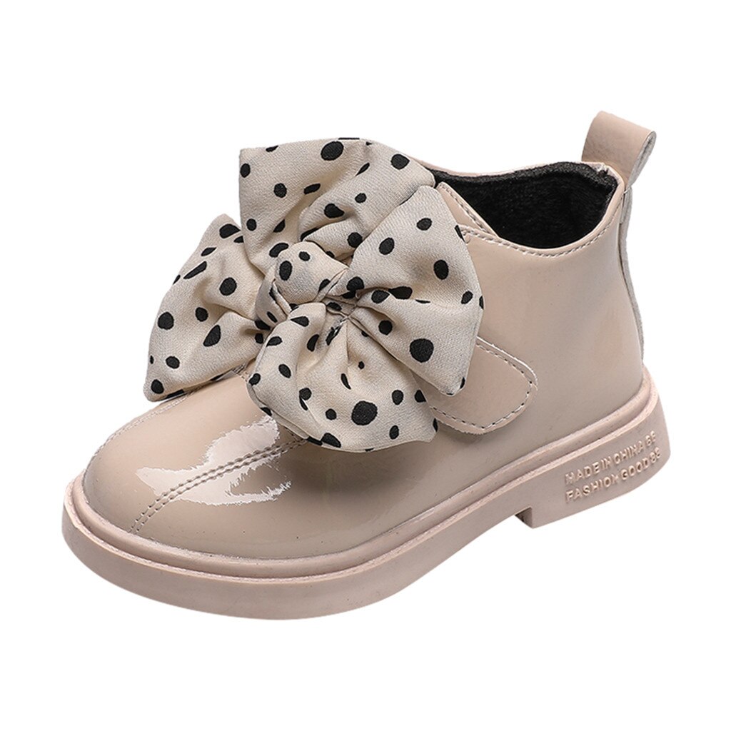 Dei bambini di Autunno Della Caviglia Stivali per Bambini Dolce Bowknot Della Piattaforma di Avvio Stivali di Cuoio dell'unità di elaborazione di Qualità Del bambino Del Capretto Ragazze Spogliatoio Del Partito di Stivaletti: WH / 26