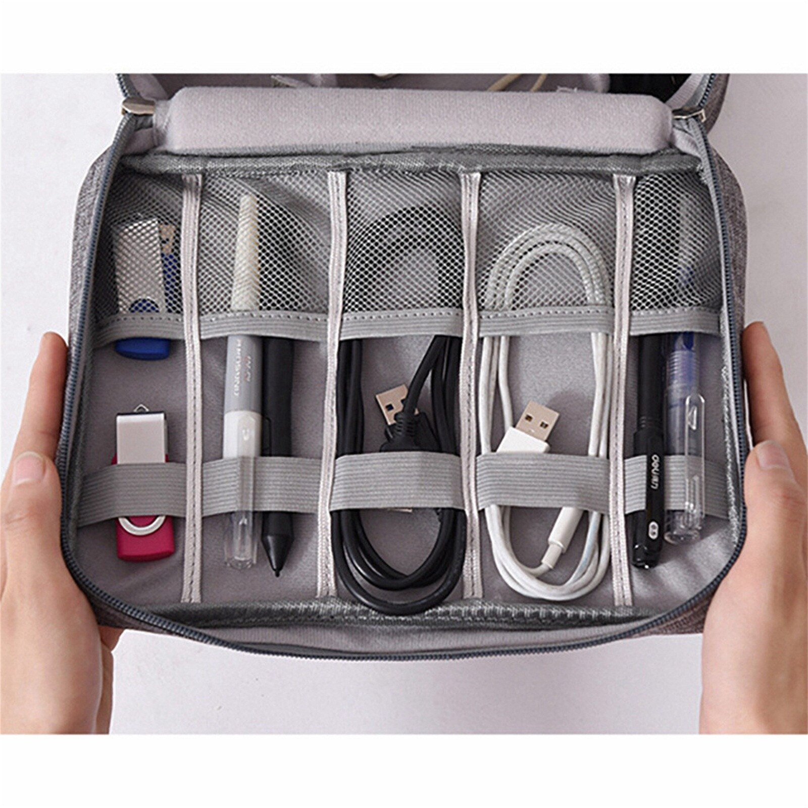 Storage Case Portable Multi-functional Electronic Accessories Case Adjustable hook Cable Organizer Bag Travel USB Charger Case