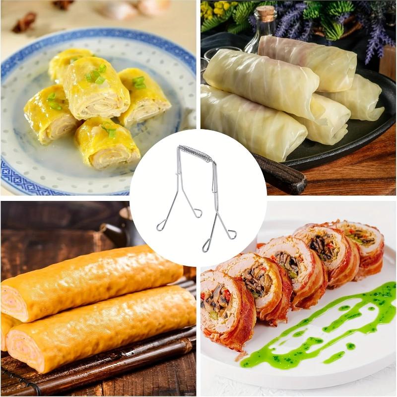 5pcs Stainless Steel Cabbage/Leafy Vegetable Clamp - Heavy-Duty Reusable Multi-Grip Cooking With Serrated-Like Edges For Frying