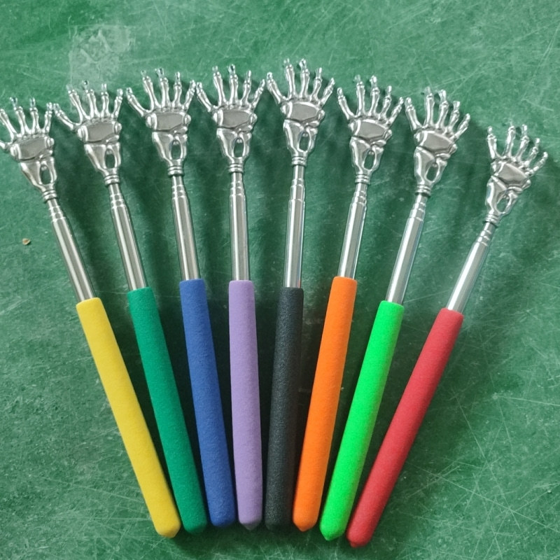 Rascador de espalda de acero inoxidable, masajeador telescópico para rascar, picazón extensible, productos de salud feliz para ancianos, artesanías Hackle: Ejército verde