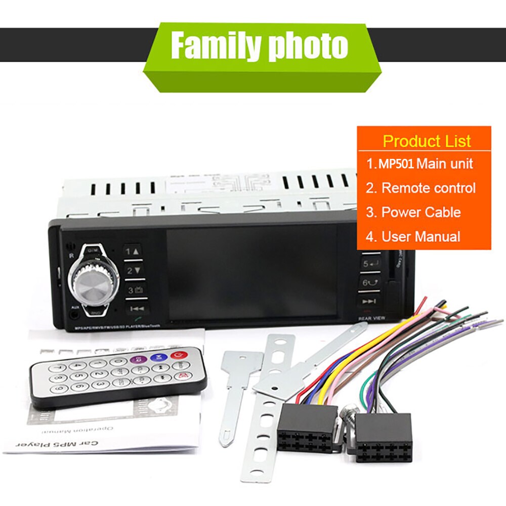 Auto Universal Multimedia Bluetooth Car MP5 Video Player 1 Din with Rear View Camera for 12VCar/24V Truck