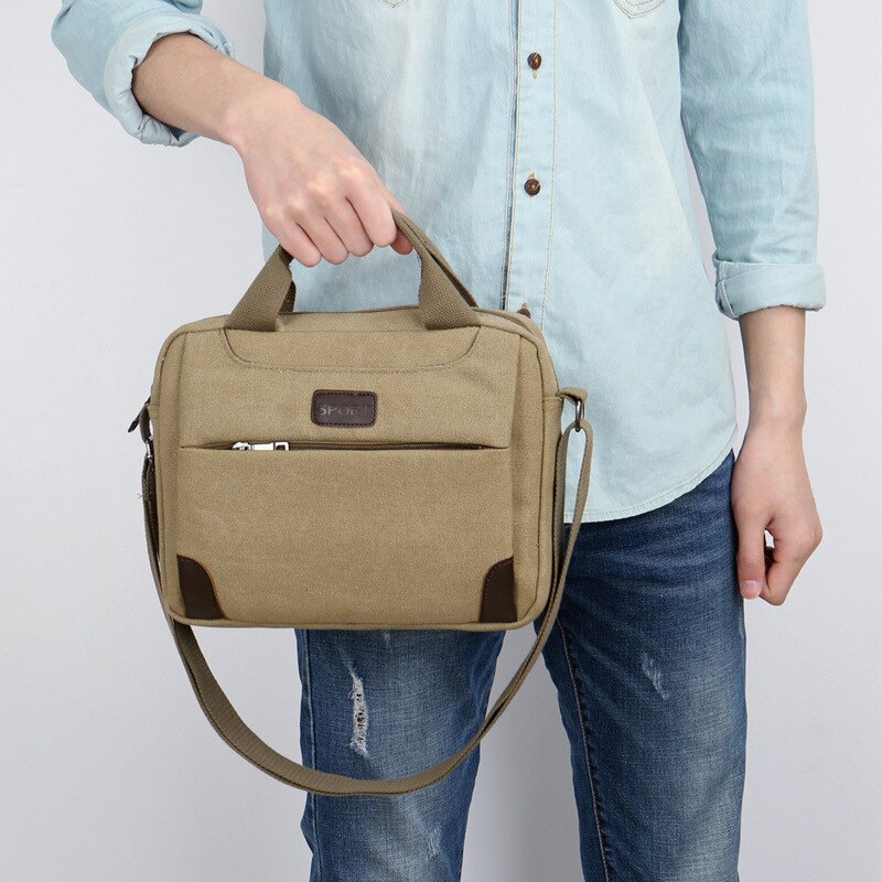 Men's Handbag Simple Business Shoulder Cross-body Bag Casual Retro Canvas Briefcase