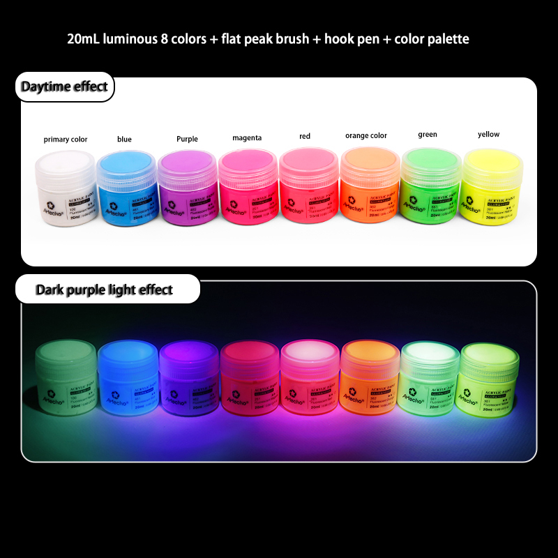 Fluorescent Acrylic Glow In The Dark Paint Brightness Luminous Student Hand Painted DIY Textile Wall Light Absorbing Pigment: Ivory