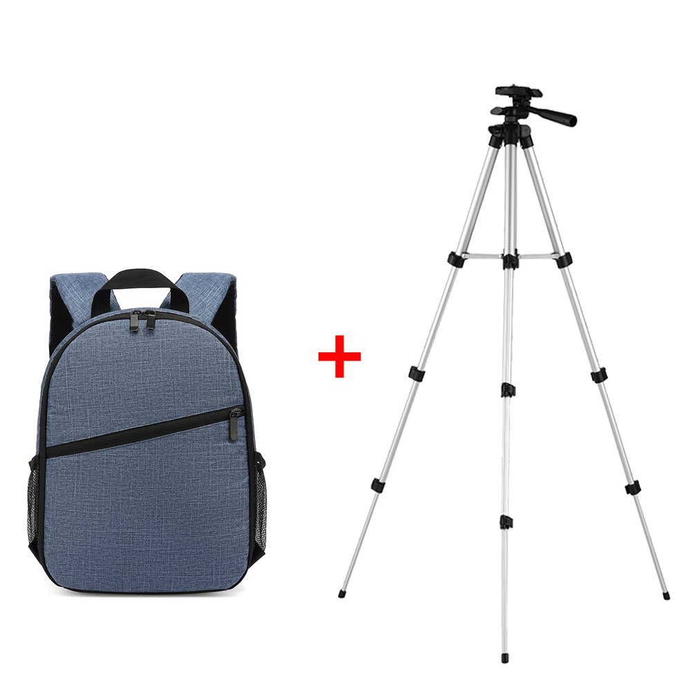 Multi-functional Camera Backpack Video Digital DSLR Bag Waterproof Outdoor Camera Photo Bag Case for Nikon Canon Sony Photo Bag: B-Blue and Tripod