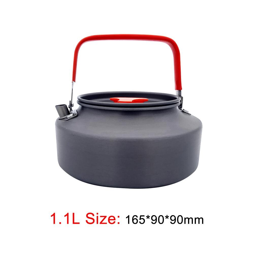 Draagbare Camping Kook Waterkoker Aluminium Outdoor Theepot Waterkoker Pot Koffie Pot Picknick Servies 0.8/1.1/1.2/1.6L: 1.1L