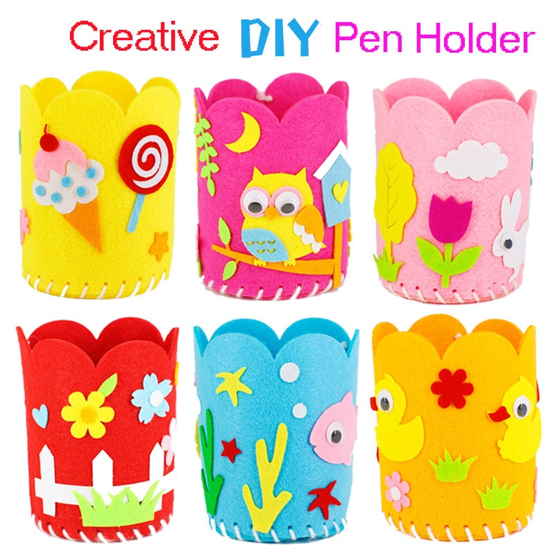 5 Stks/set Kids Educatief Diy Potlood Houder Craft Kit Toy Leuke Creatieve Handgemaakte Pen Container Kleuterschool Kinderen Meisjes Speelgoed