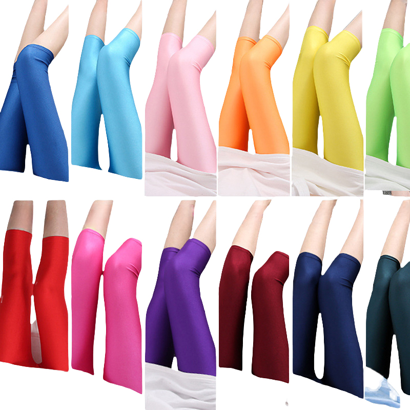 Dam sommar fluorescerande färgade smala capri-leggings glansiga stretchiga strumpbyxor glansiga ogenomskinliga neonleggings för flickor 50-80kg vikt