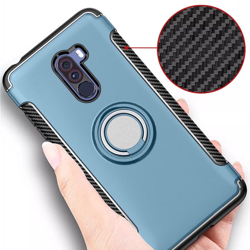 POCOPhone-funda protectora F1 con anillo magnético, funda a prueba de golpes de TPU + PC para Xiaomi POCO Phone F 1, funda para Pocophone F1