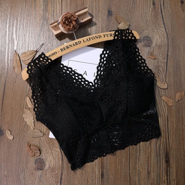 Rintaliivit naisille seksikäs pitsi kukkainen bralette liivi crop toppi naisten toppi rintaliivit push up rintaliivit: Musta