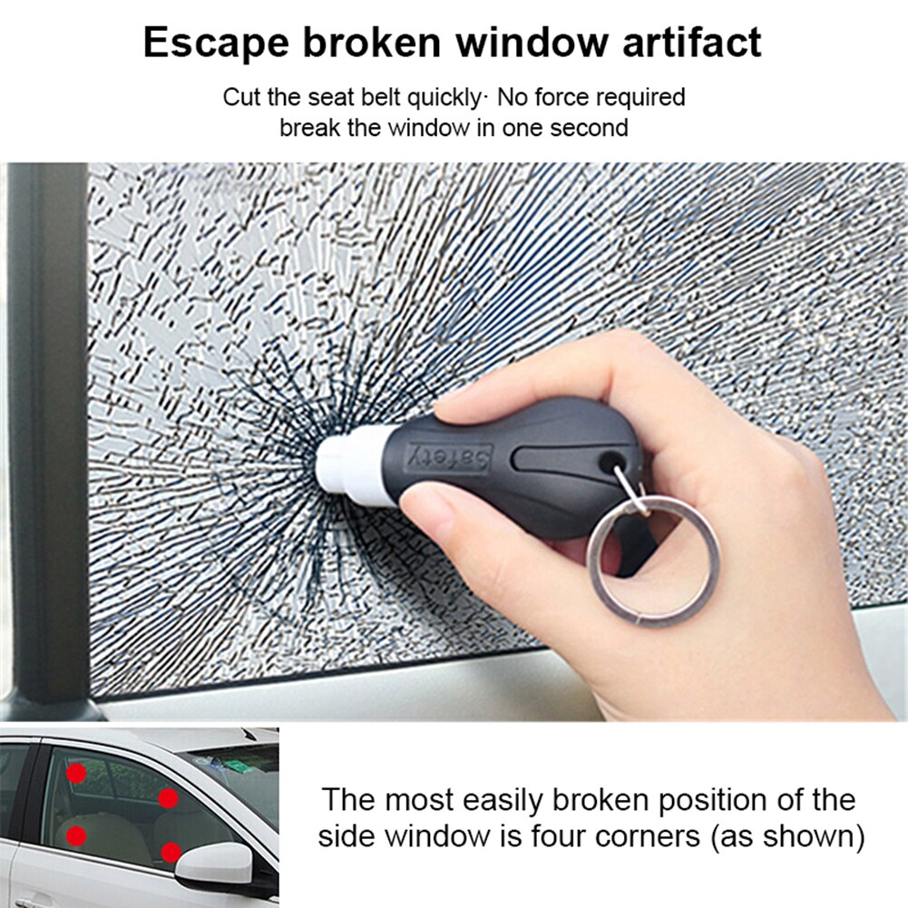 Auto Escape Window Breaker Hamer Draagbare Veiligheid Hamer 2-In-1 Veiligheidsgordelsnijder Met Sleutelhanger Auto Accessoires voor