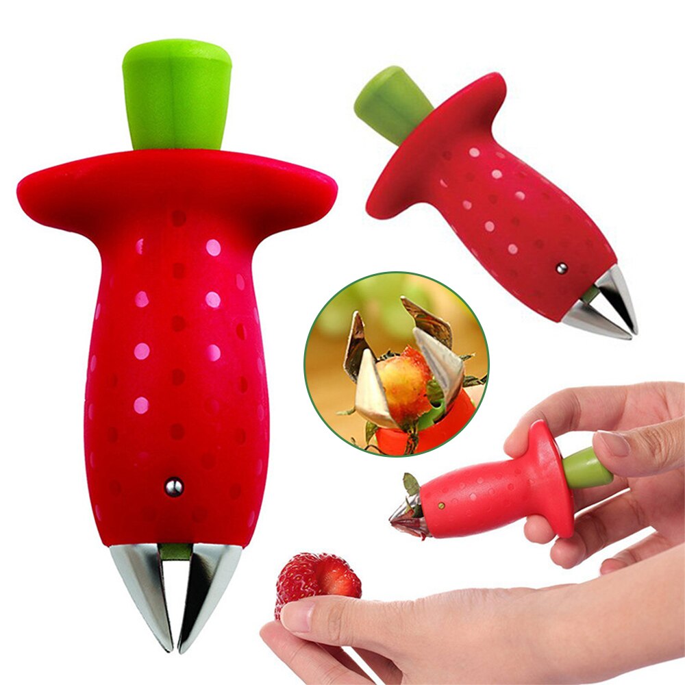 Fraise rouge décortiqueur tomate tiges couteau à fruits fraise haut feuille dissolvant Gadget tige dissolvant Portable outils de cuisine