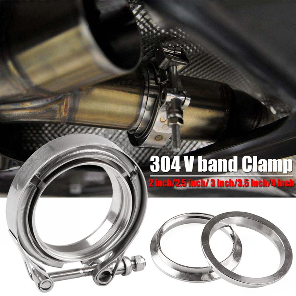 Universal 3-inch Stainless Steel Hose Flange Clamp 304 V-clamp Pipe Hoop Car Modified Exhaust Pipe V Clamps Kits: Default Title