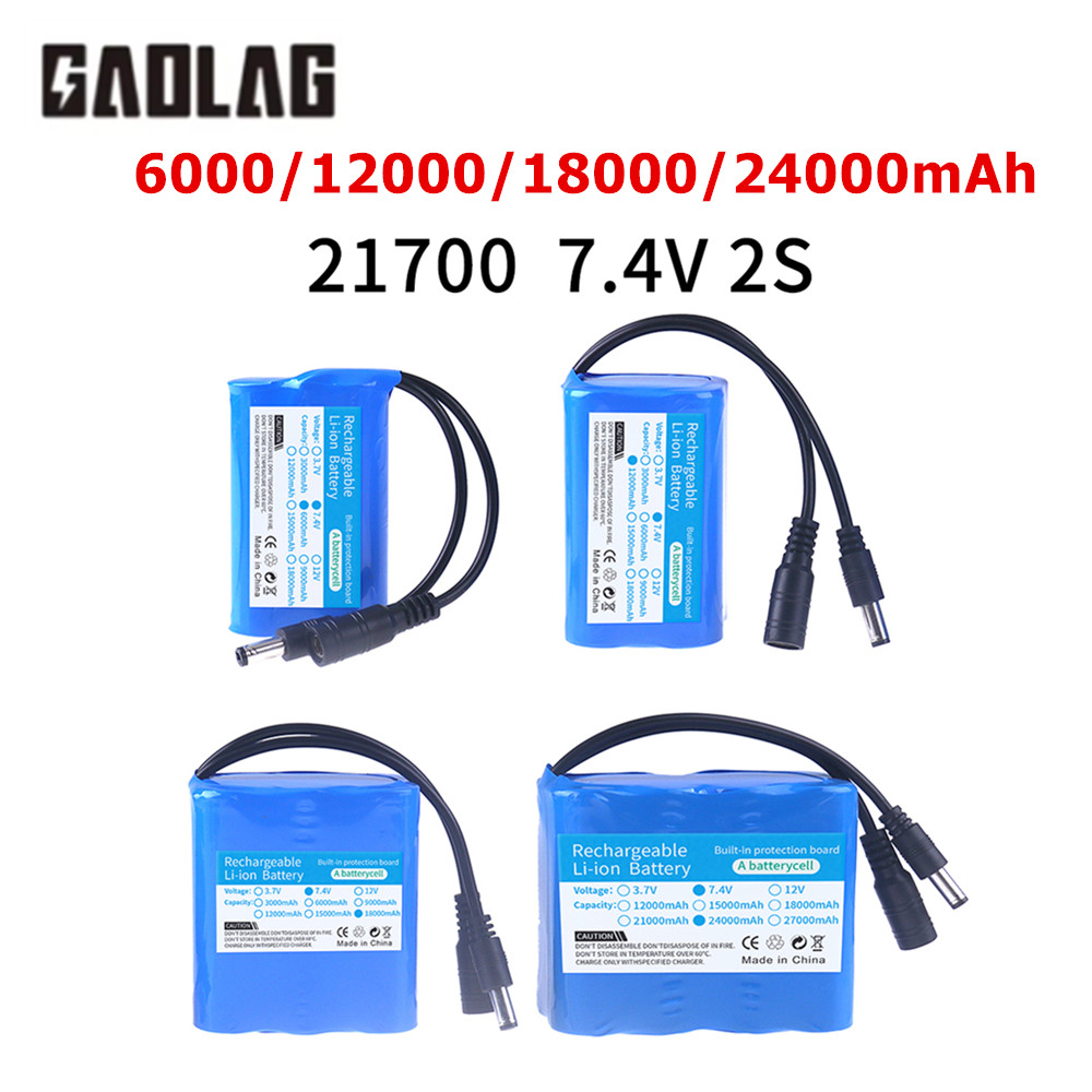 7.4v lithium-batterier 6000/12000/18000/24000 mah 21700 2s bådbatterier til fjernstyrede agnbåde, agnfodringsbåd