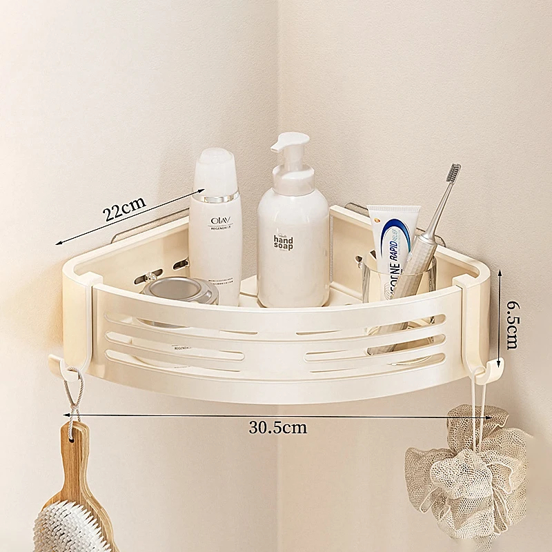 Bathroom Rack Without Punching Wall-Mounted Corner Rack Space Aluminum Bathroom Organizer Storage Rack Bathroom Kitchen Bathroom