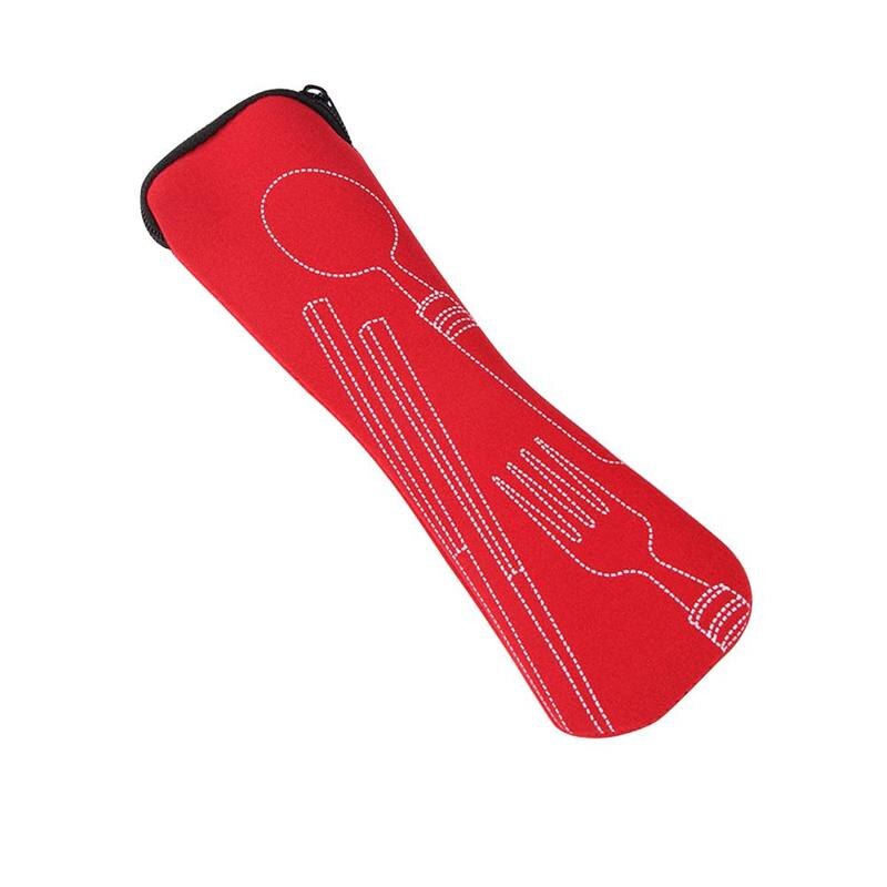 Fork Spoon Travel Stainless Steel Cutlery Portable Picnic Bag Travel Accessories: red