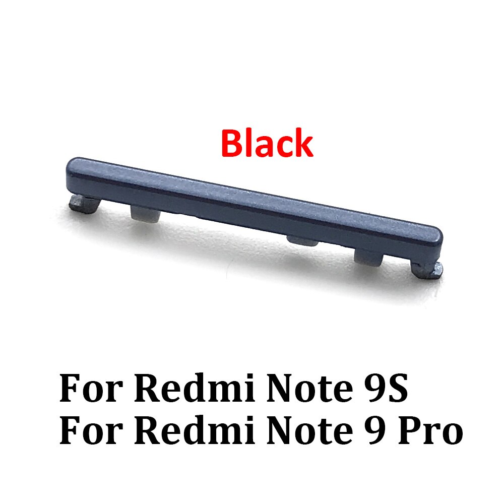 Botón de encendido y volumen para Xiaomi Redmi Note 9S 9 Pro, botón de encendido y apagado, reemplazo de tecla: black