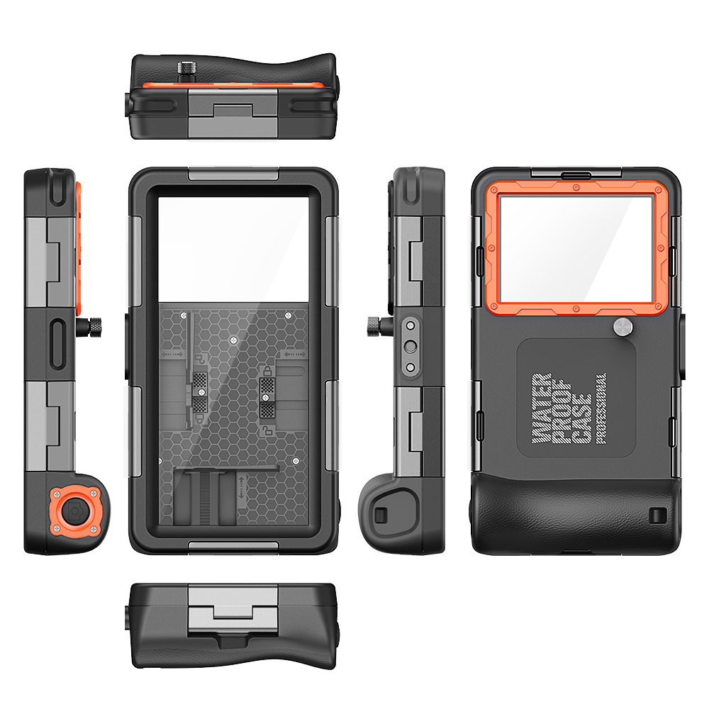 Shellbox Nieuw geüpgradede veelkleurige IP68 standaard 15M/50ft duiken/zwemmen fotografie professionele duiken waterdichte telefoonhoes: Oranje