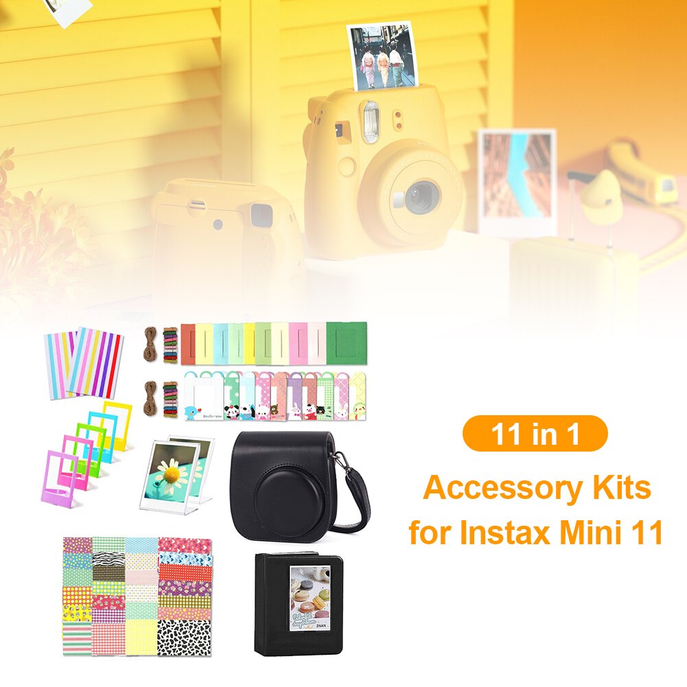 Fujifilm Instax Mini 11 Camera Accessoires Bundel Met Case/96 Foto Album/10 Opknoping Fotolijst/5 tafel Frames/20 Stuks Stickers