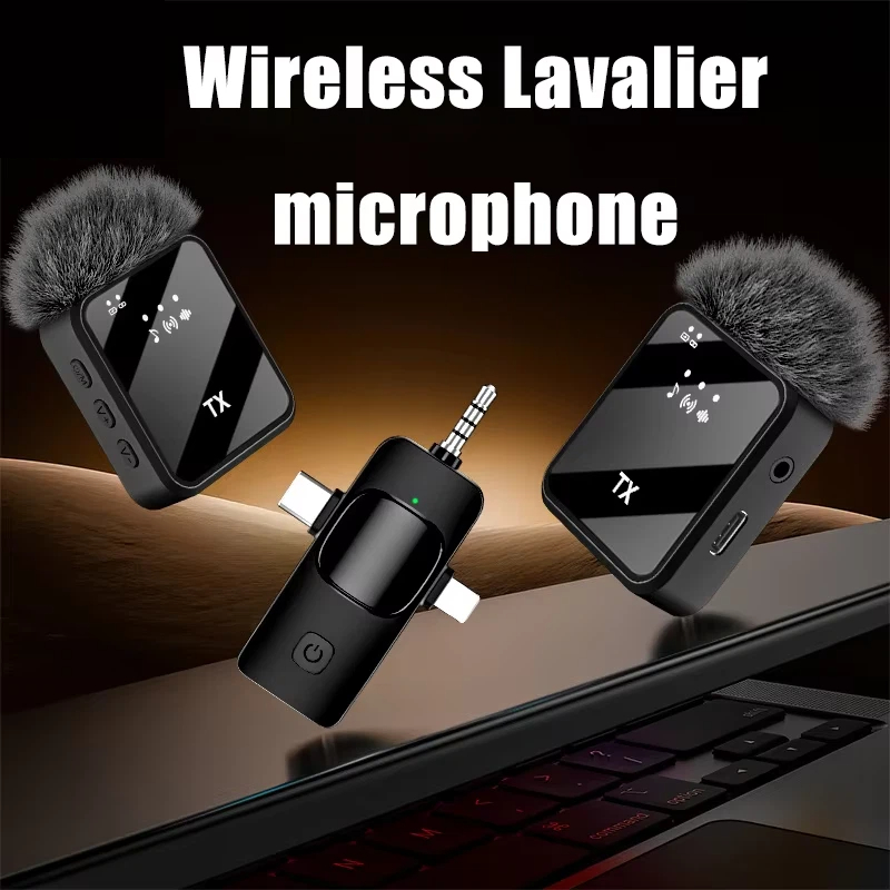 draadloze microfoon Ruisonderdrukkende mini voor Apple Android Opladen Draagbare podcast Ruisonderdrukkende clip-on microfoon