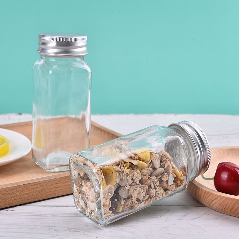 Multiple Set Seasoning Jars Square Glass Container Seasoning Bottle Container canister set kitchen condiment dispenser