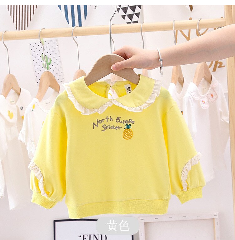Baby Meisjes Zoete Kant Trui Herfst Mode Kinderen Cartoon Schat Prinses Lange Mouwen T-shirt Kids: Goud / 3T